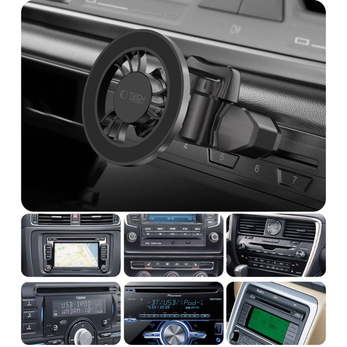 Tech-Protect N56 Magnetische MafSafe Autohalterung CD-Schlitz, Schwarz