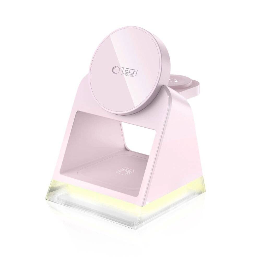 Tech-Protect QI15W-A43 3in1 MagSafe Induktives Ladegerät - Rosa
