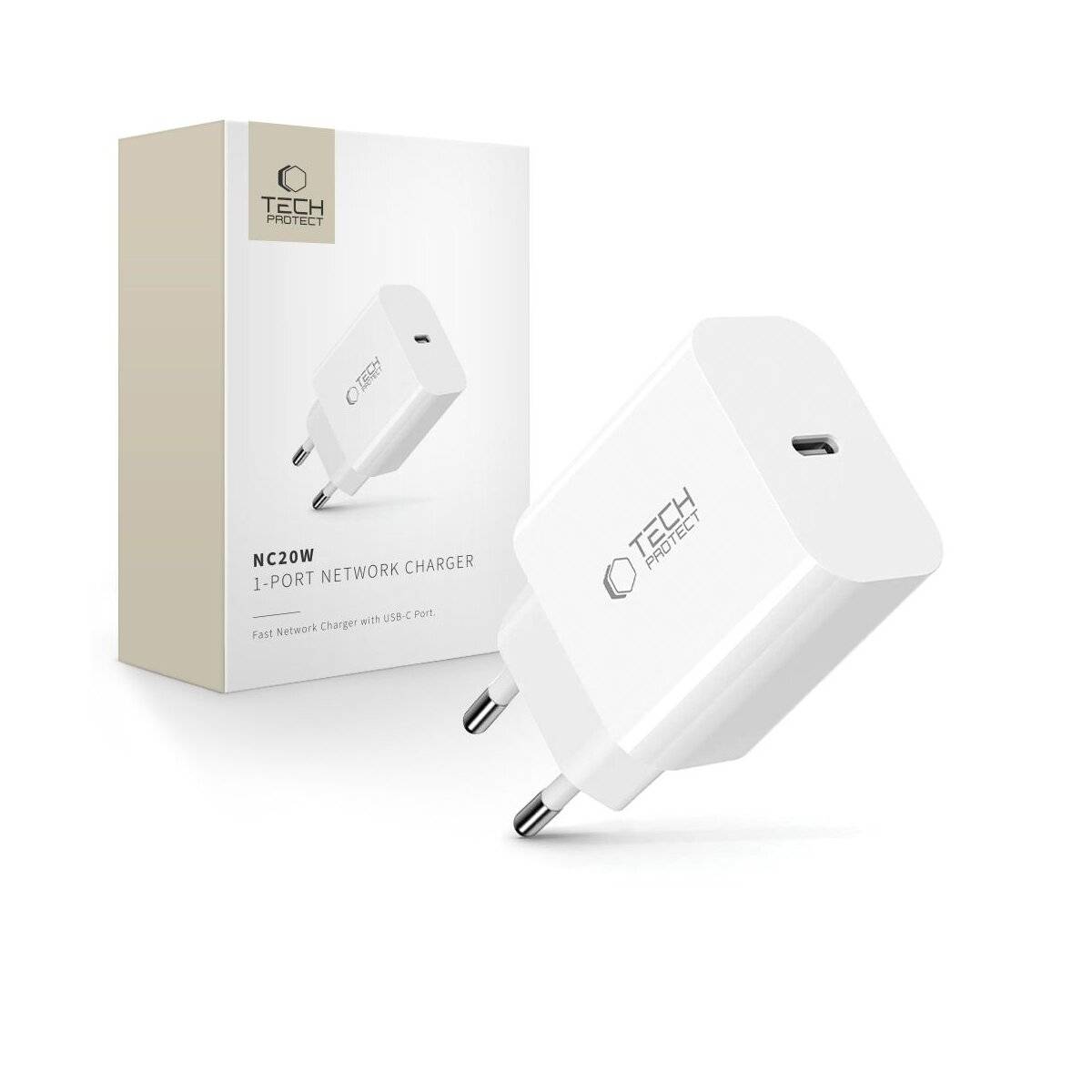 Tech-Protect NC20W Wandladegerät USB-C-Anschluss Weiß