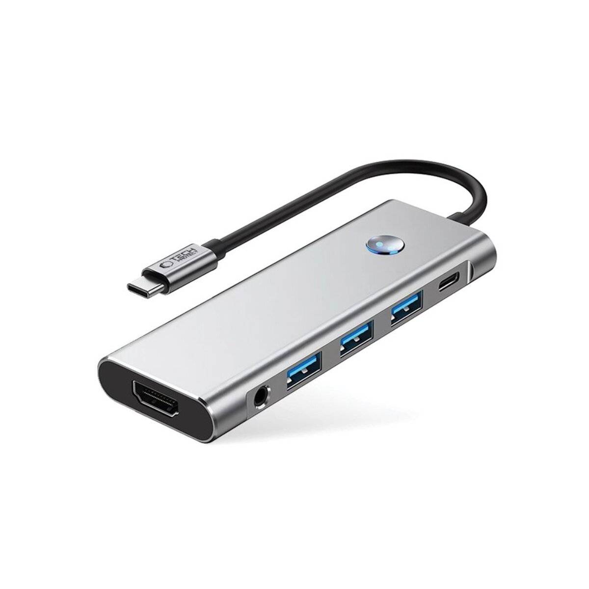 Tech-Protect HB04 HUB Adapter 9in1 USB-C + USB2.0 USB3.0 HDMI 4K 60Hz SD/TF PD100W AV3.5 - grau