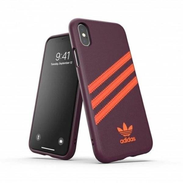 Adidas OR geformte PU-Hülle iPhone X/XS - Burgunderrot-Orange