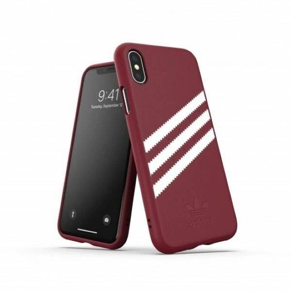 Adidas OR geformte PU-Wildleder-Hülle iPhone X/XS, Burgunderrot