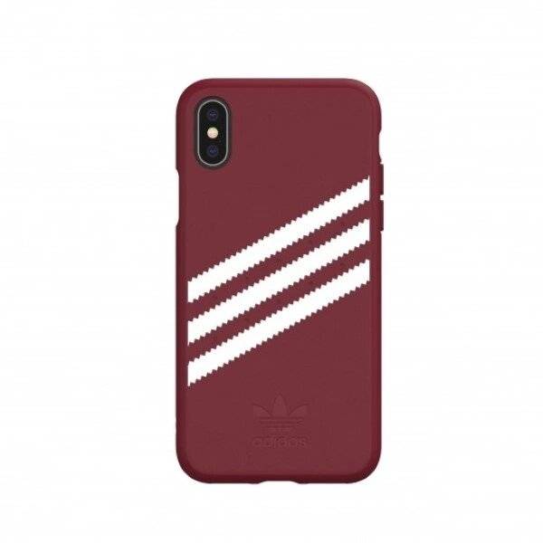 Adidas OR geformte PU-Wildleder-Hülle iPhone X/XS, Burgunderrot