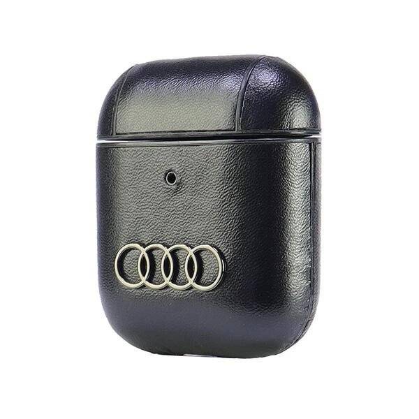 Audi Lederhülle großem Logo AirPods 1/2 – Schwarz