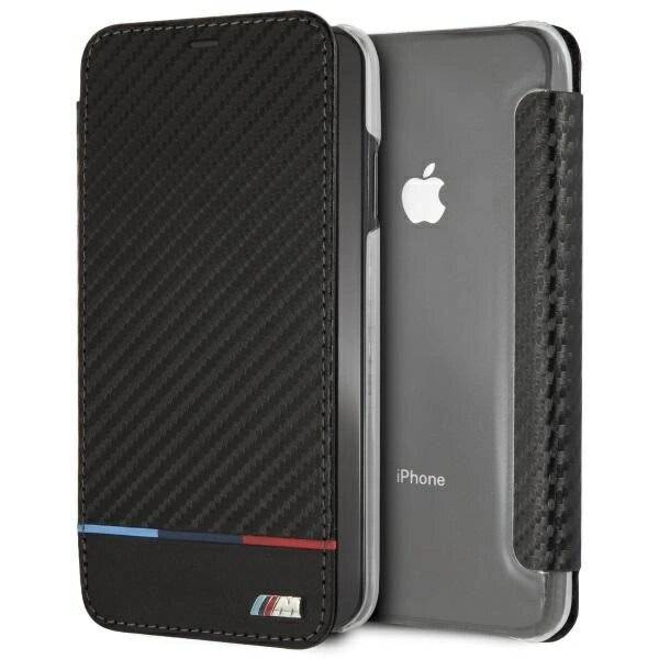 BMW Carbon Tricolor Stripe iPhone XS Max Hülle - Schwarz