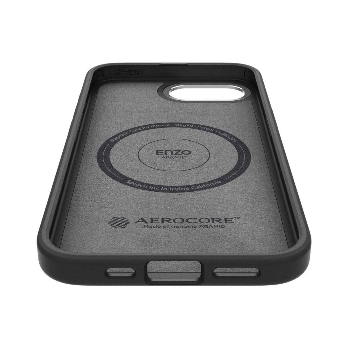 Spigen Enzo Aramid mit Magnetfunktion Hülle Kompatibel mit iPhone 16e Schwarz