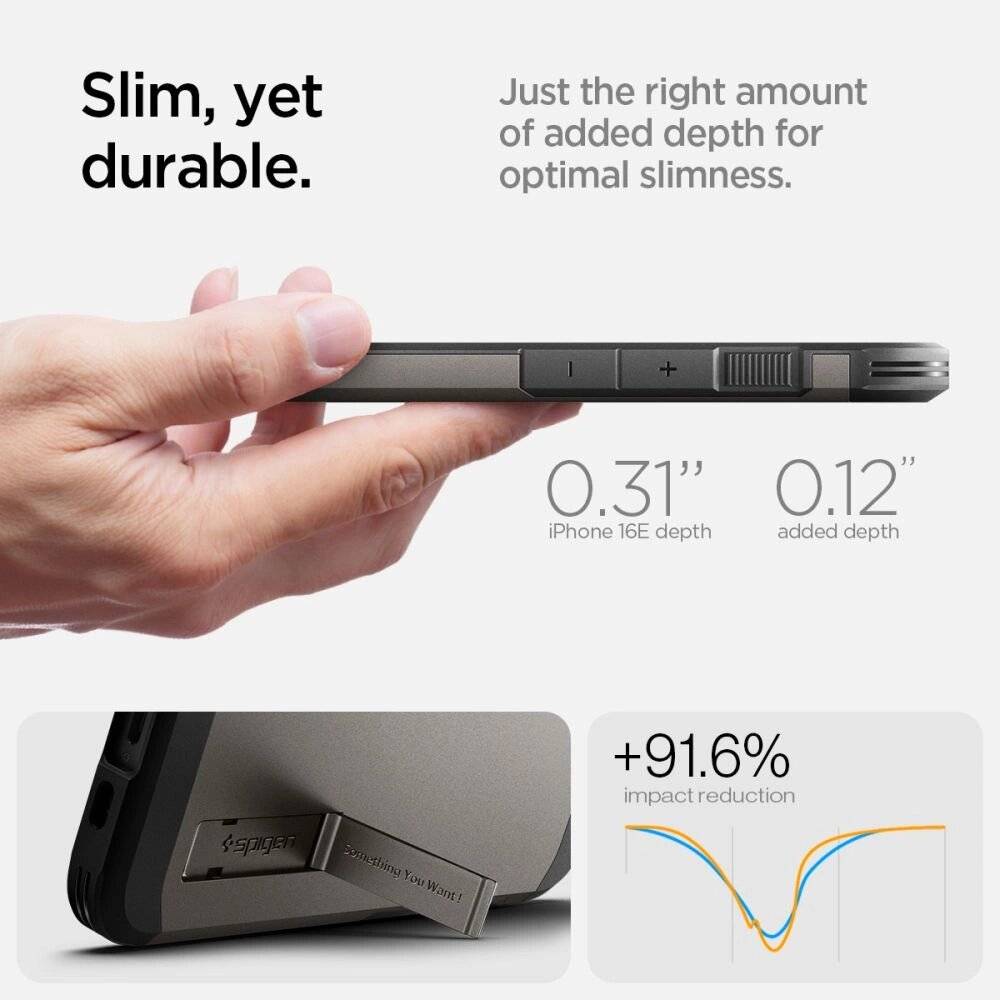 Spigen Tough Armor Case MagSafe iPhone 16e Ständer - Grau