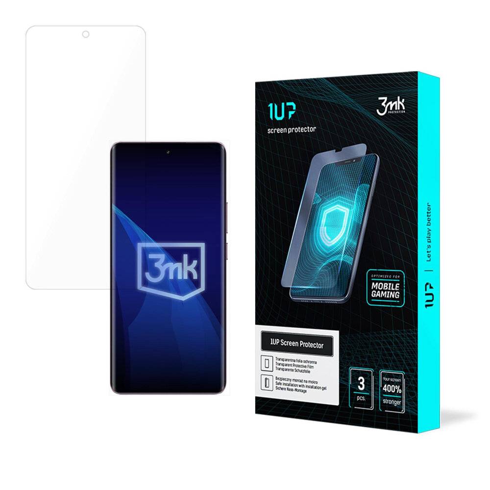 Displayschutzfolie Set mit Verpackung, die einen Smartphone-Bildschirm mit der Anzeige 