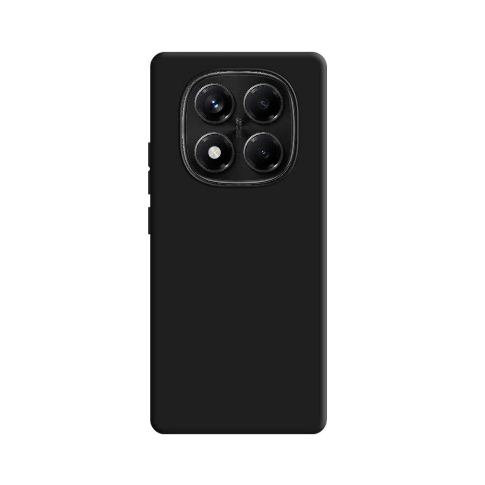 Ein schwarzes Smartphone mit einer Quad-Kamera-Anordnung auf der Rückseite, mit elegantem, modernem Design.