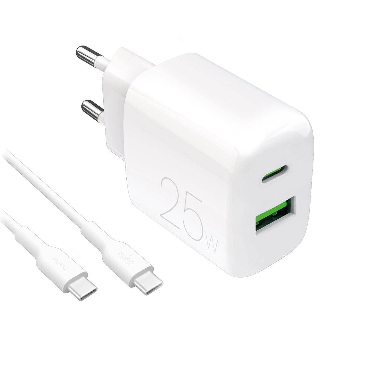 Puro PROLITE 25W USB-A / USB-C Wandladegerät + - Kabel 1,2m weiß