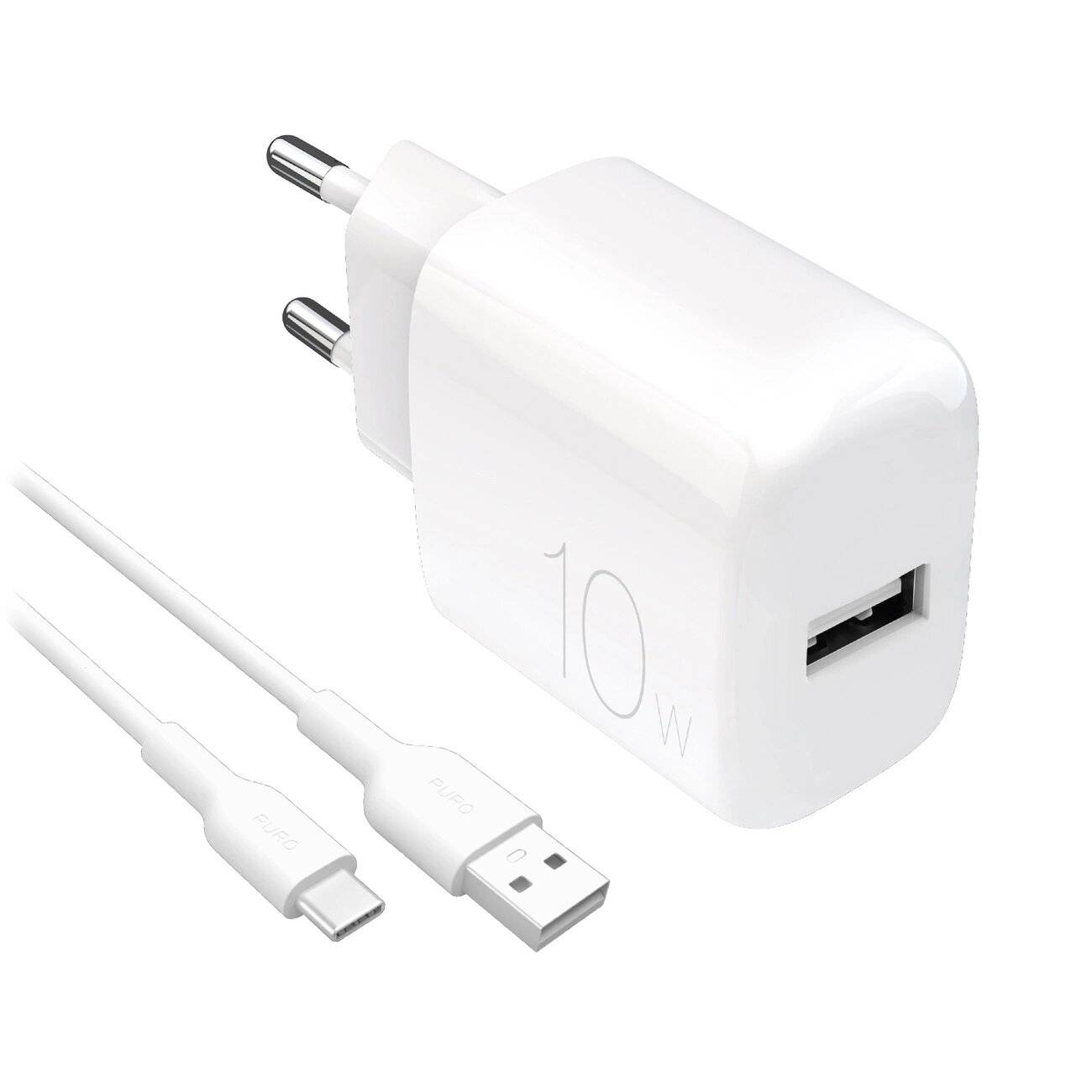 Puro PROLITE 10W USB-A Wandladegerät + - USB-C Kabel 1,2m weiß
