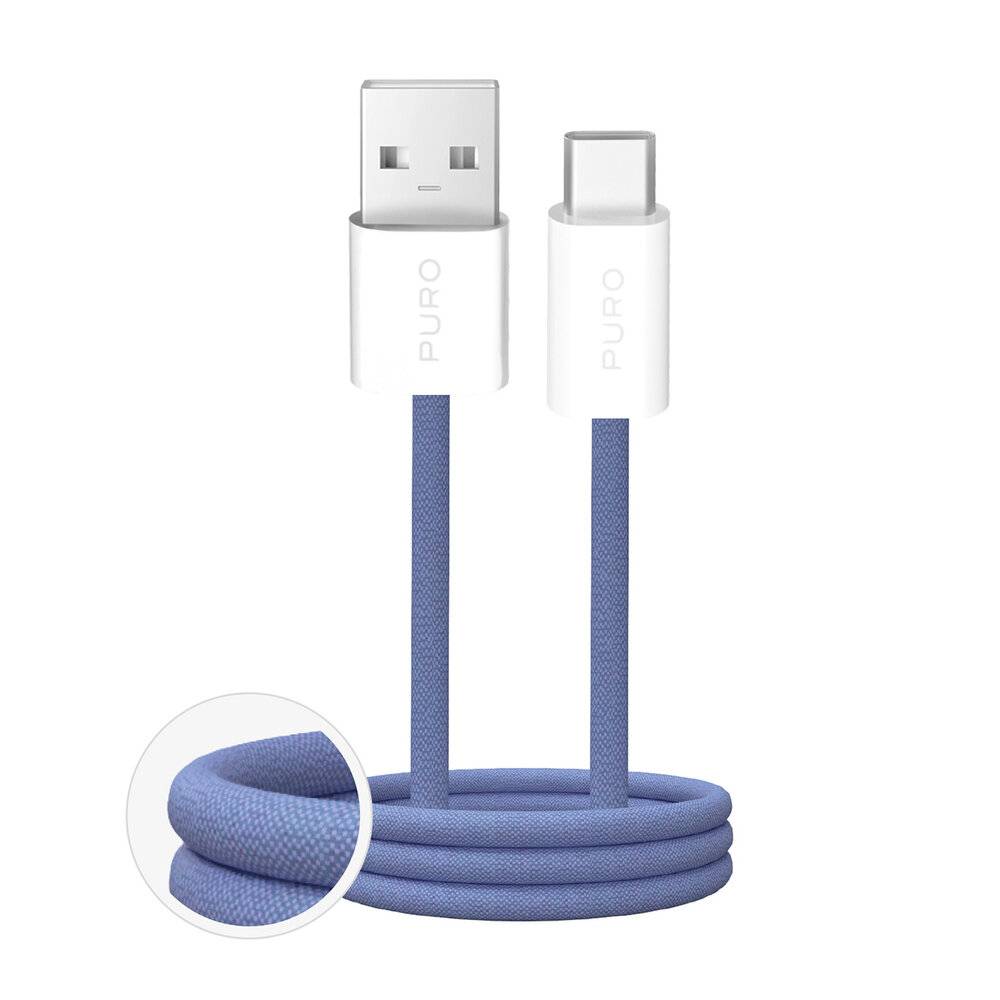 Puro Fabrik 2.0 10W USB-A - USB-C Geflochtenes Kabel 1,5m Blau