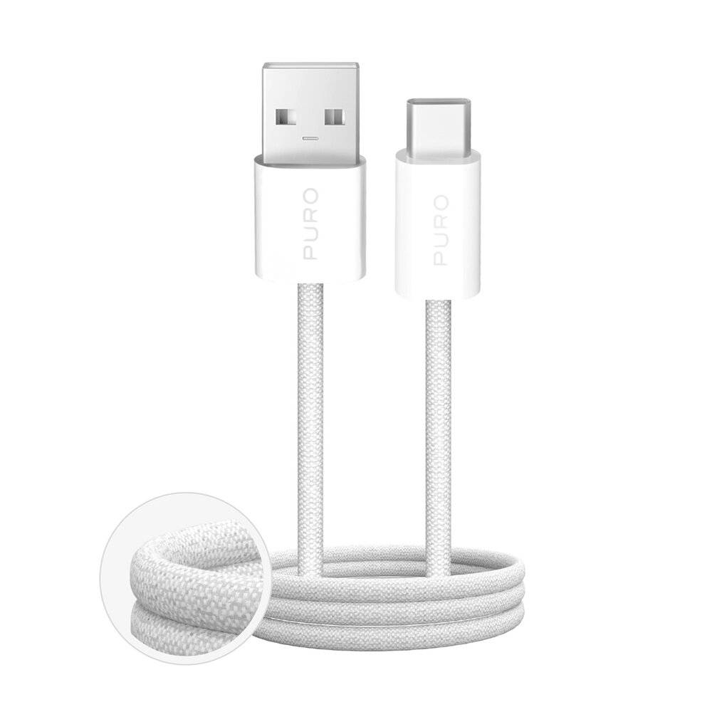 Puro Fabrik 2.0 10W USB-A - USB-C Geflochtenes Kabel 1,5m Weiß