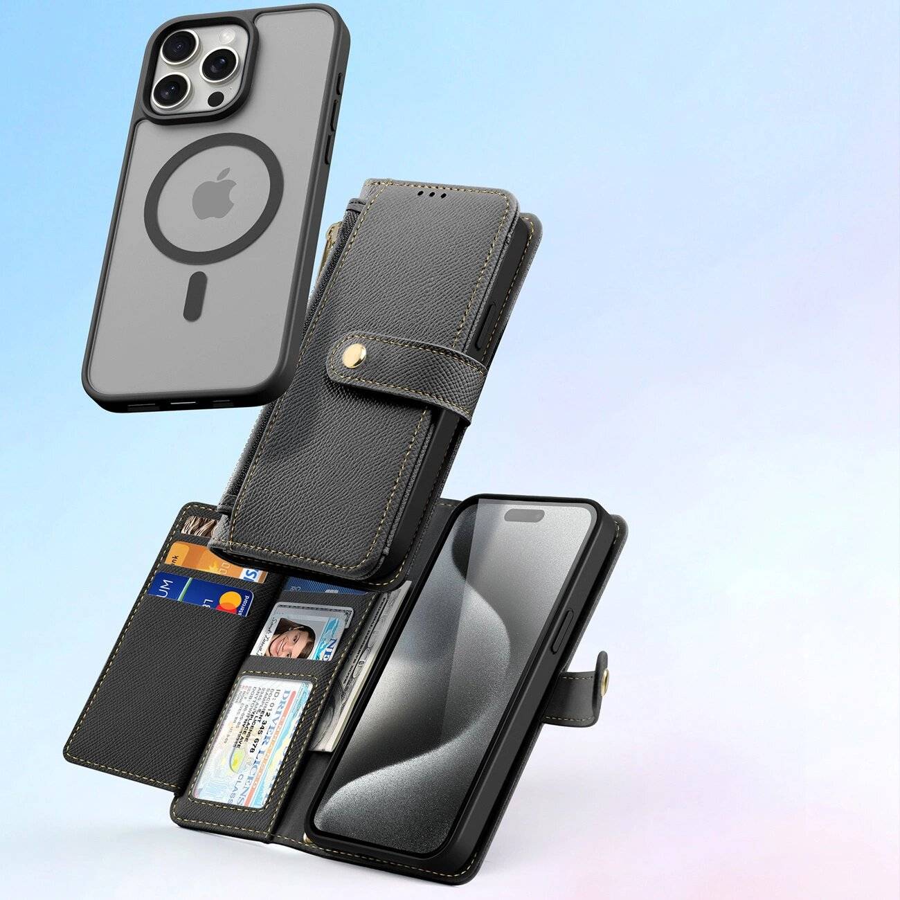 Dux Ducis Lawa Lederhülle iPhone 15 Pro - Schwarz