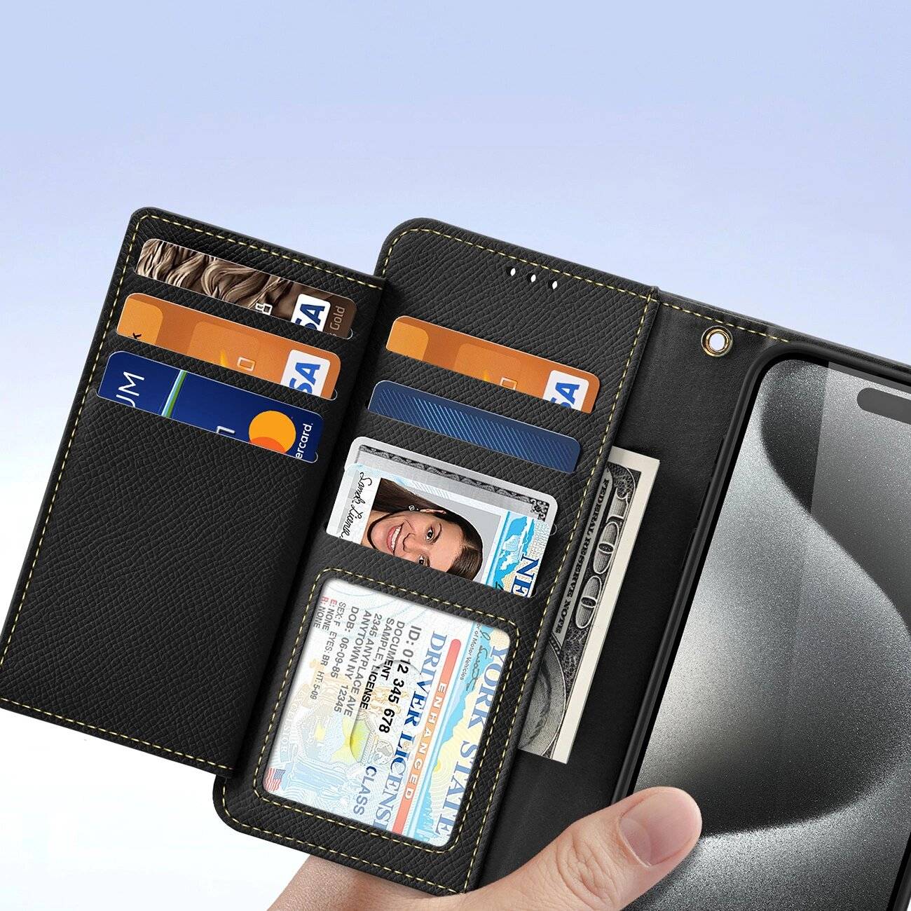 Dux Ducis Lawa Lederhülle iPhone 15 Pro Max - Schwarz