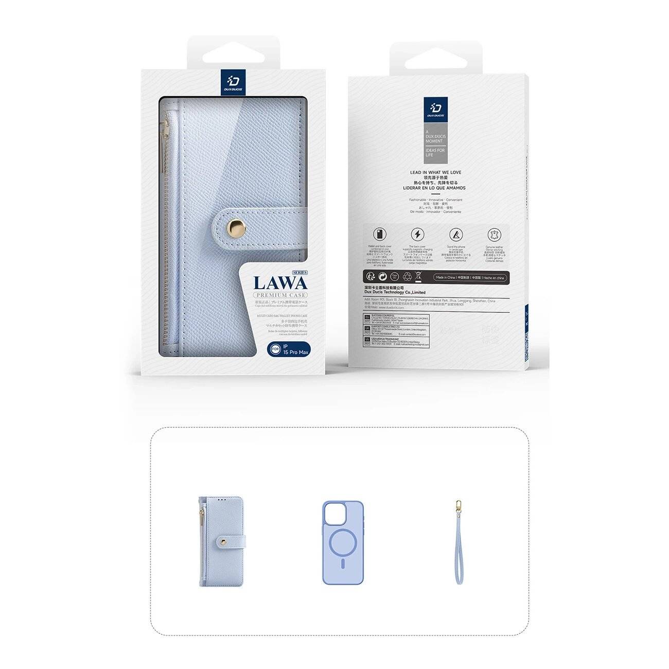 Dux Ducis Lawa Lederhülle iPhone 15 Pro Max - Blau