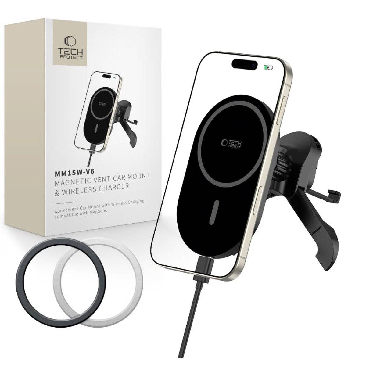 Tech-Protect MM15W-V6 Magnetische MagSafe Auto-Lüftungshalterung - Schwarz