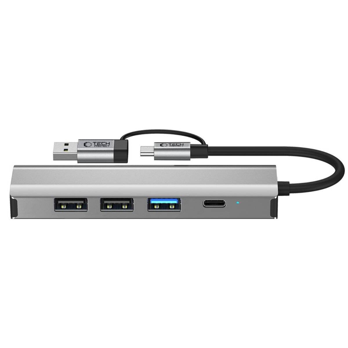 Tech-Protect HB03 HUB Adapter 5in1 USB-C + USB2.0 USB3.0 RJ45 - grau