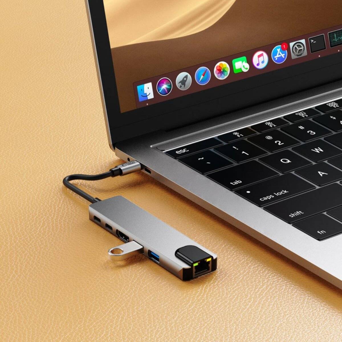 Tech-Protect HB02 HUB Adapter 6in1 USB-C + USB2.0 USB3.0 HDMI 4K 30Hz RJ45 PD100W - grau