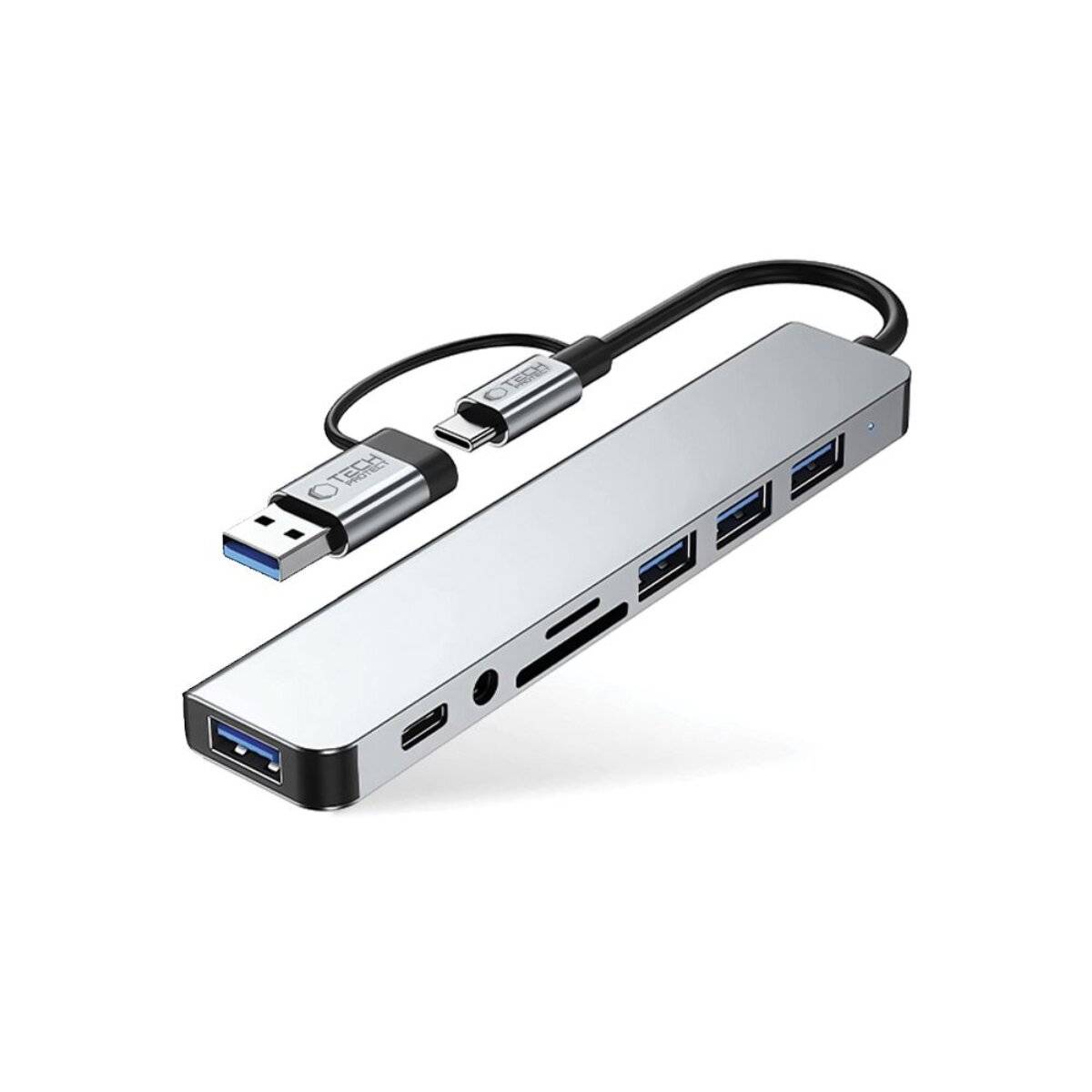 Tech-Protect HB06 HUB Adapter 8in1 TYPE-C + USB2.0 USB3.0 SD/TF AV3.5 - grau