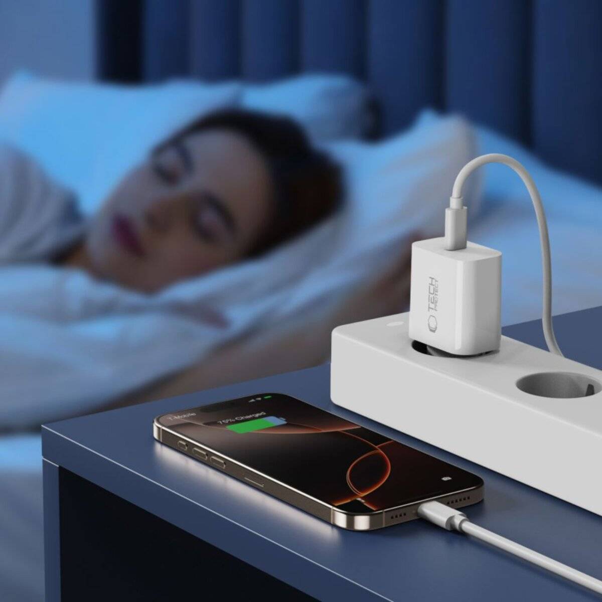 Tech-Protect NC20W PD20W USB-C Wandladegerät Kabel - weiß