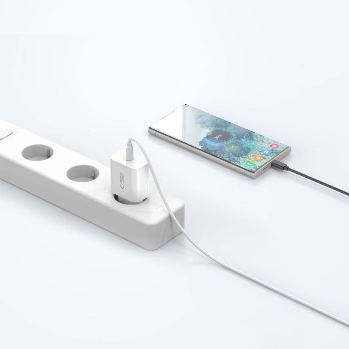 Tech-Protect NC20W PD20W USB-C Wandladegerät mit USB-C Kabel – Weiß