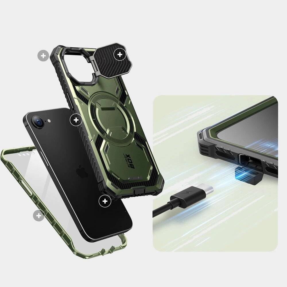Supcase IBLSN Armorbox Mag MagSafe iPhone 16e Hülle - Olivgrün