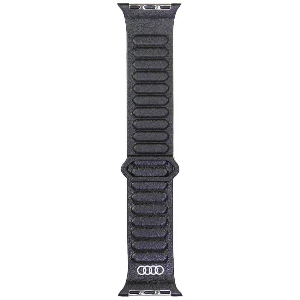Magnetisches Ringarmband echtem Leder Audi-Logo Apple Watch 40/41/42 mm – Schwarz