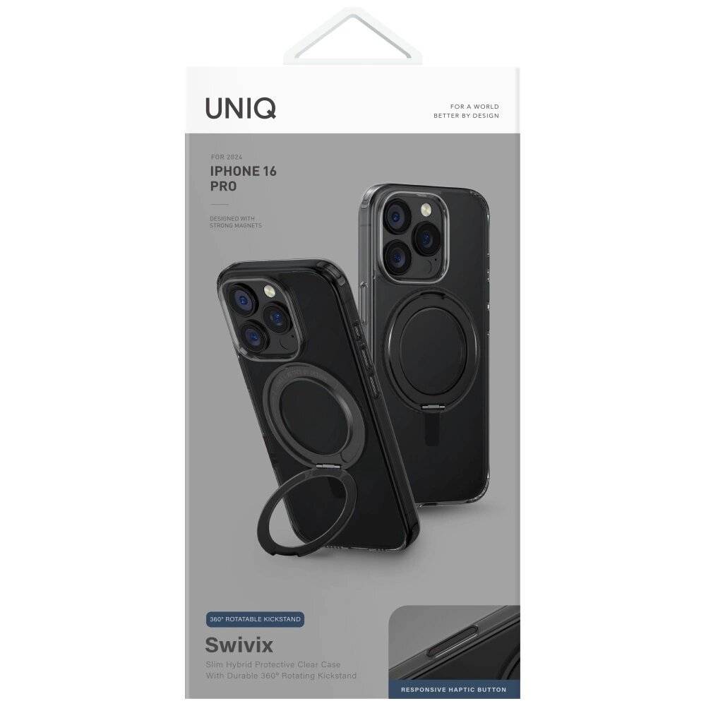 Uniq Swivix 360 Rotating Kickstand Case iPhone 16 Pro - Schwarz