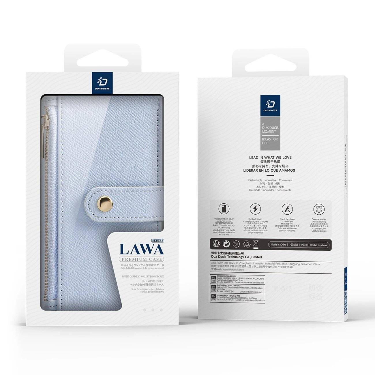 Dux Ducis Lawa Lederhülle iPhone 16 Pro Max abnehmbarer magnetischer Brieftasche - Blau