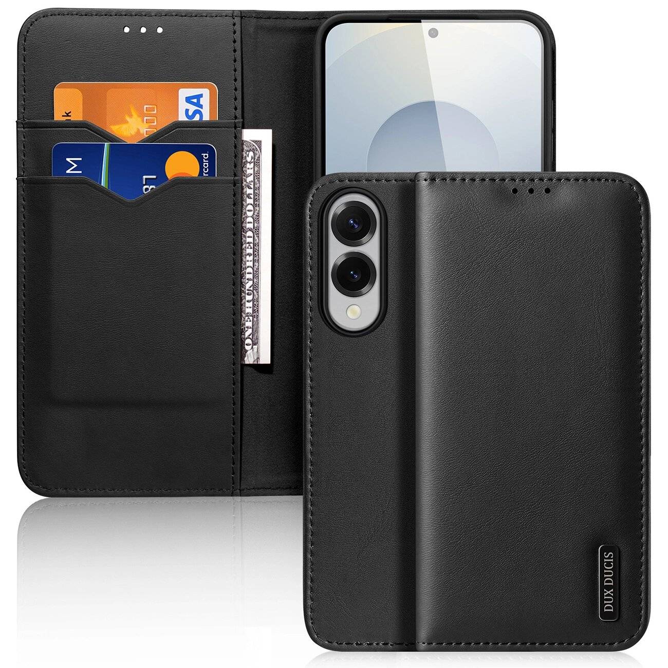 Dux Ducis Hivo Samsung Galaxy S25 Edge Hülle Klappdeckel RFID-Schutz - Schwarz