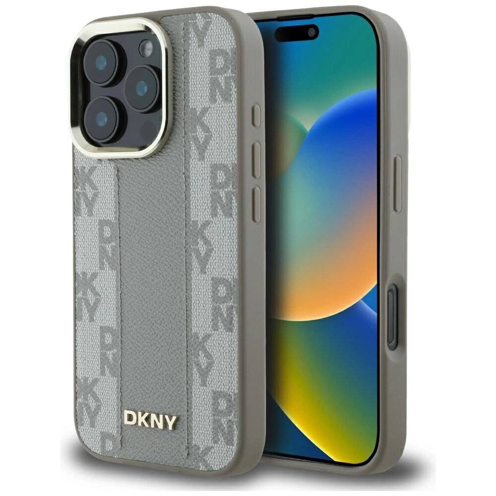 DKNY Magsafe iPhone 16 Pro Hülle Karomuster - Beige