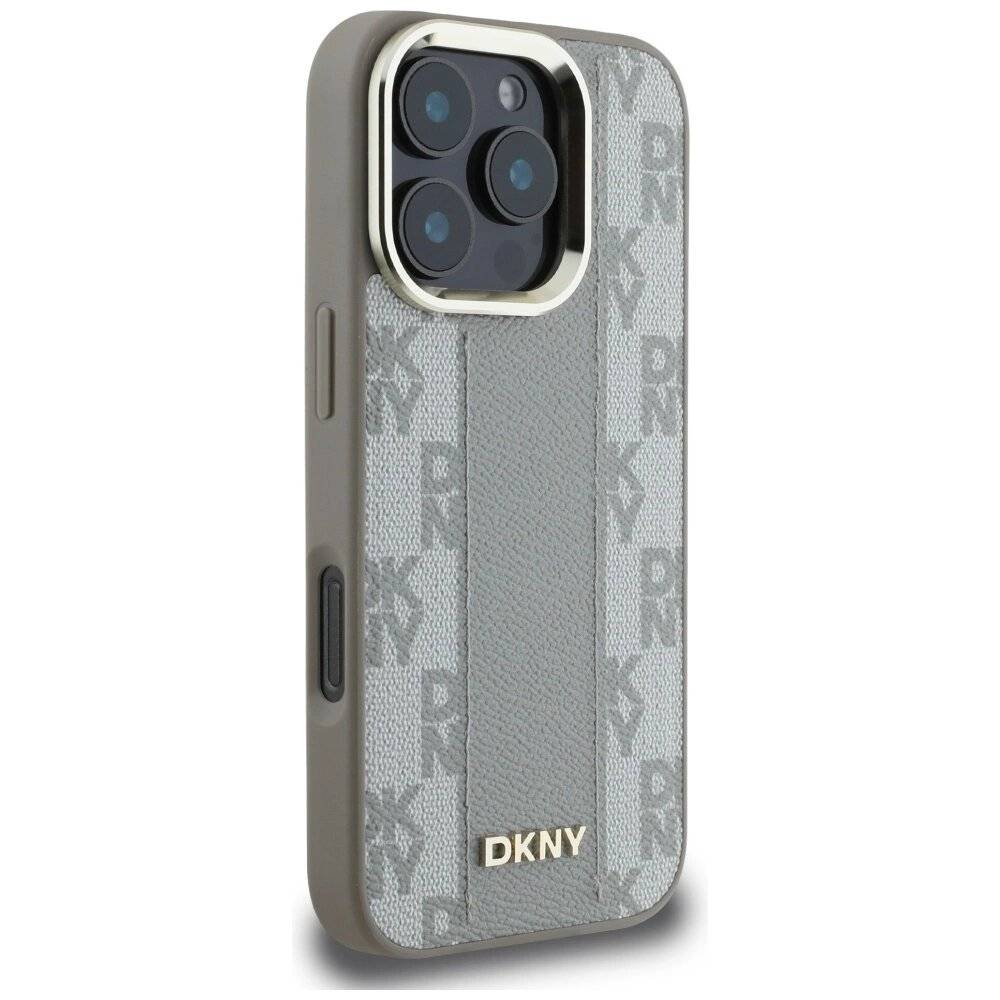 DKNY Magsafe iPhone 16 Pro Hülle Karomuster - Beige