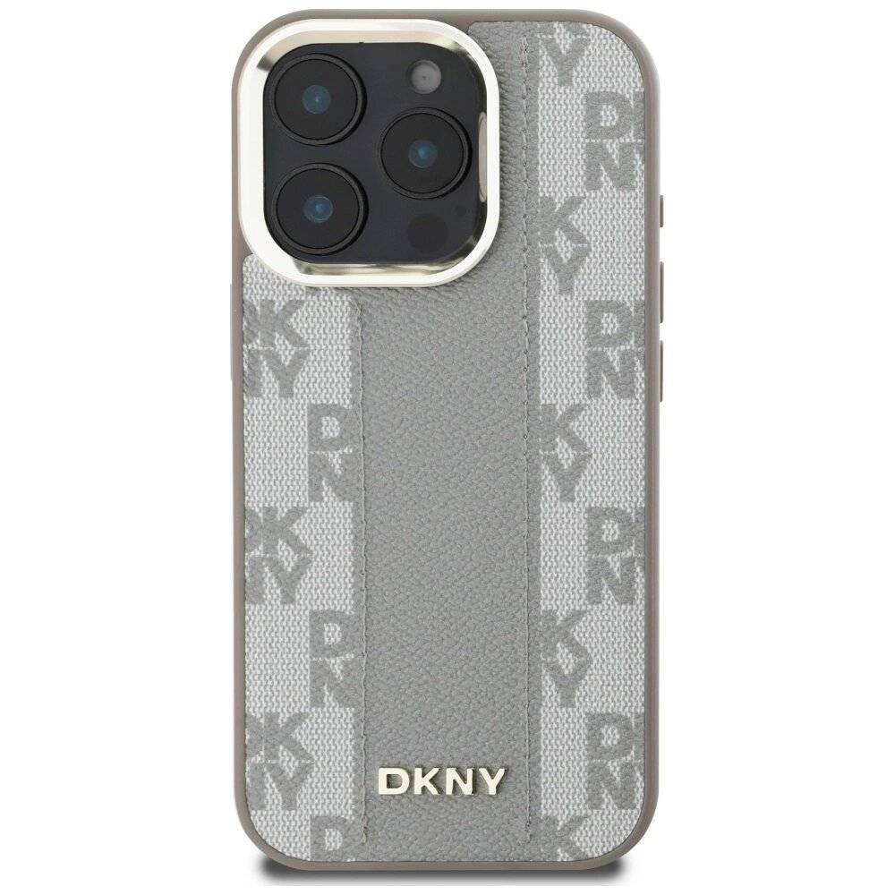 DKNY Magsafe iPhone 16 Pro Hülle Karomuster - Beige