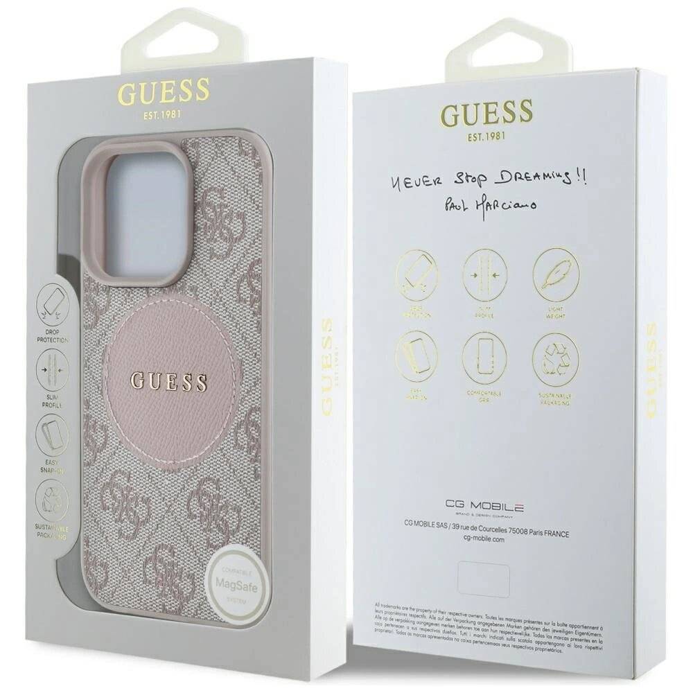 Guess 4G Circle Classic Logo MagSafe Hülle iPhone 16 Pro Max - Pink