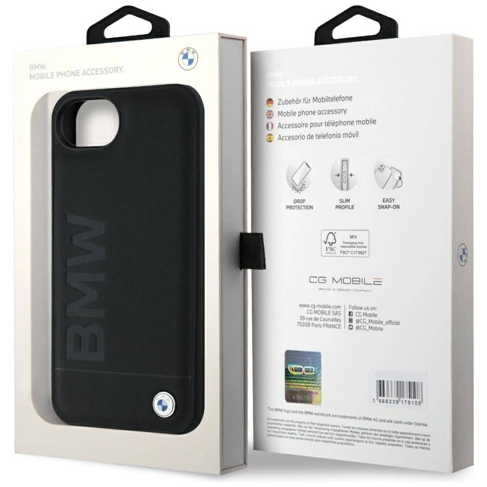 BMW Leder Hot Stamp iPhone 16e Hülle - Schwarz