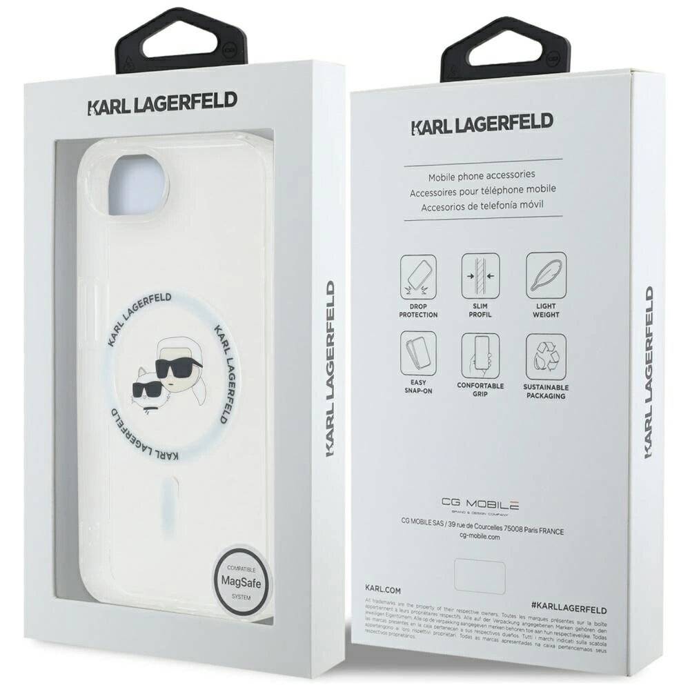 Karl Lagerfeld IML Metal & Choupette Heads MagSafe iPhone 16e Hülle - Weiß