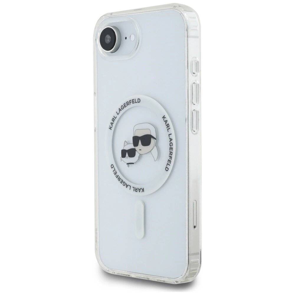 Karl Lagerfeld IML Metal & Choupette Heads MagSafe iPhone 16e Hülle - Weiß