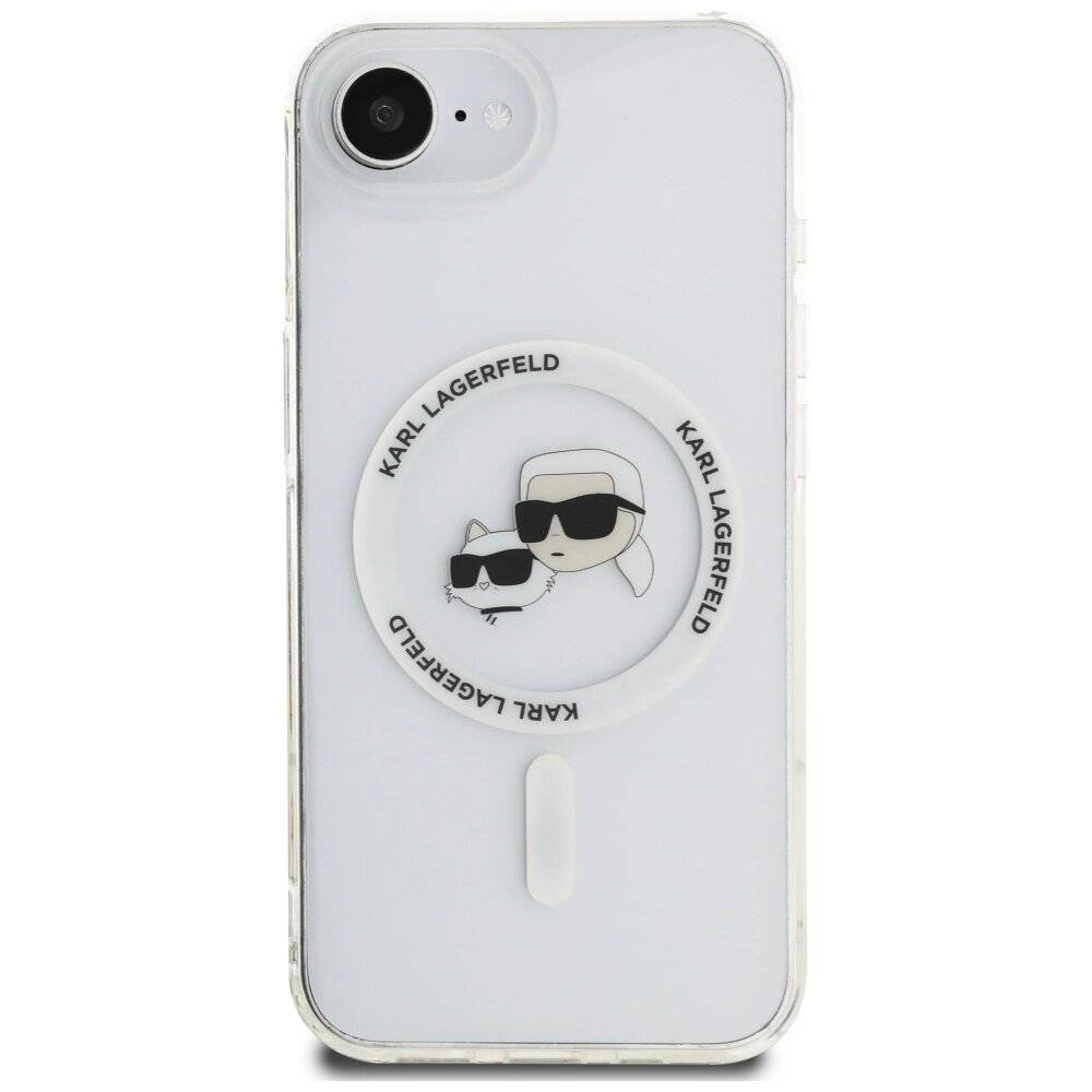 Karl Lagerfeld IML Metal & Choupette Heads MagSafe iPhone 16e Hülle - Weiß