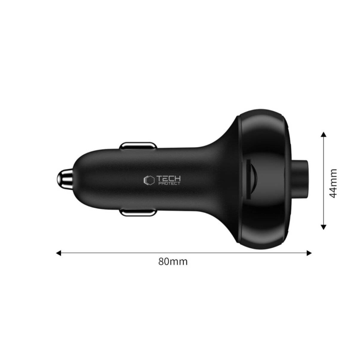 Tech-Protect CC06 3-Port PD72W Autoladegerät Sender - Schwarz