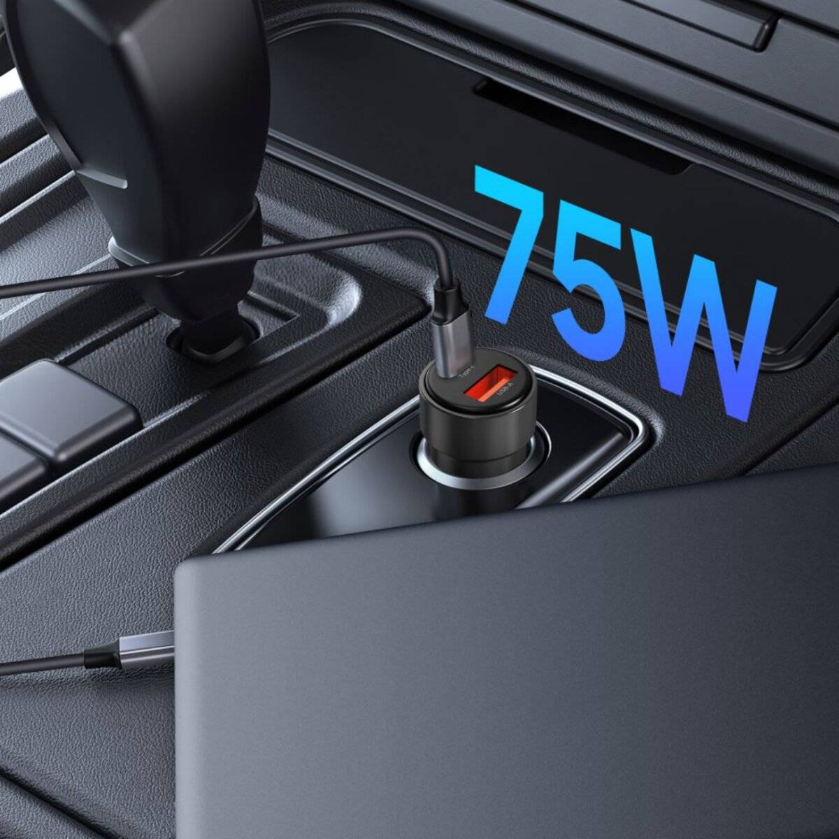 CC03 2-Port PD75W Autoladegerät - schwarz