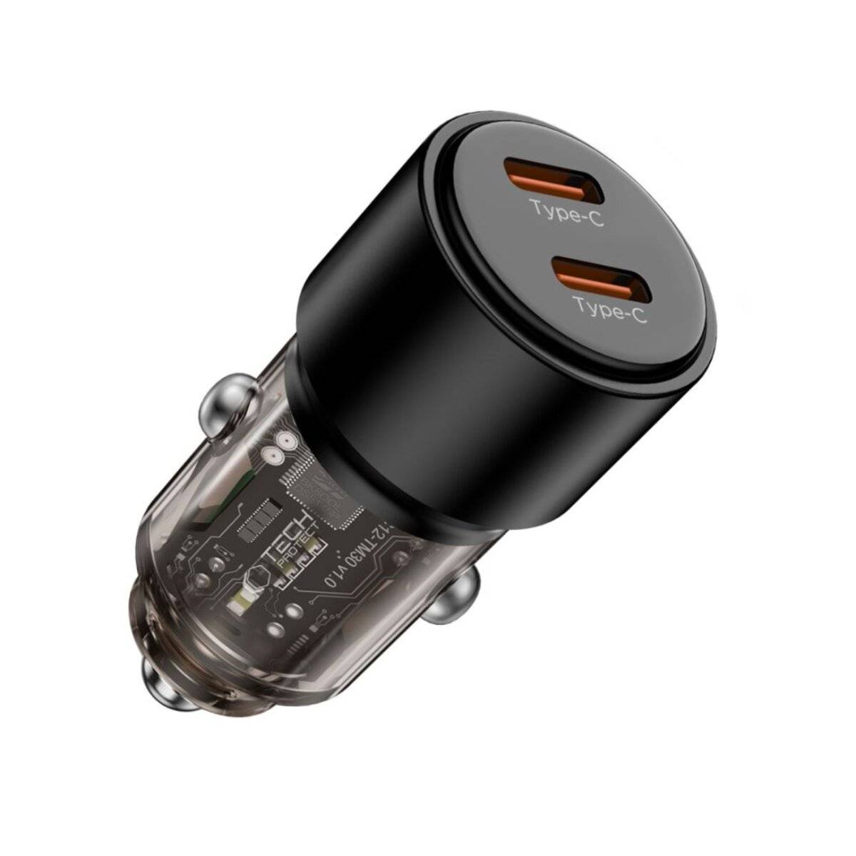 Tech-Protect CC03 2-Port PD100W Autoladegerät – Schwarz