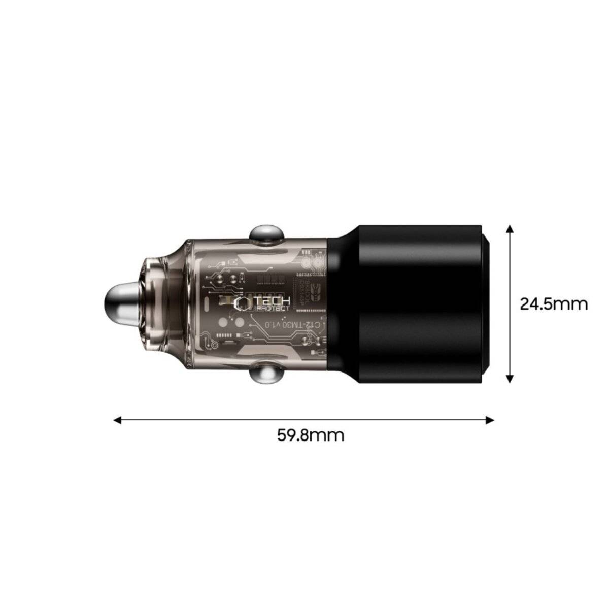 Tech-Protect CC03 2-Port PD100W Autoladegerät – Schwarz