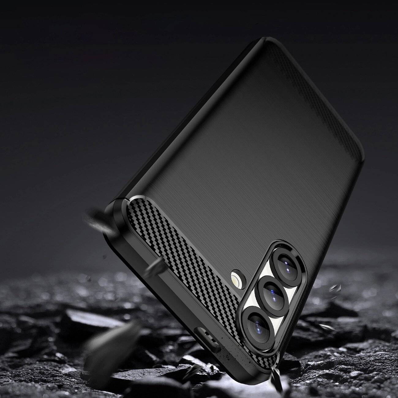 Carbon Case Flexibles Silikon Xiaomi Poco F7 Pro - Schwarz