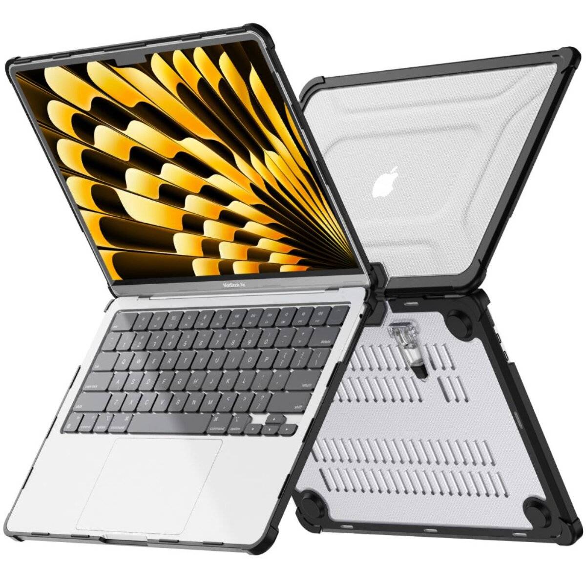 Tech-Protect SmartShell Pro Hülle MacBook Air 13″ 2023-2025 M2 / M3 M4 - transparent schwarz