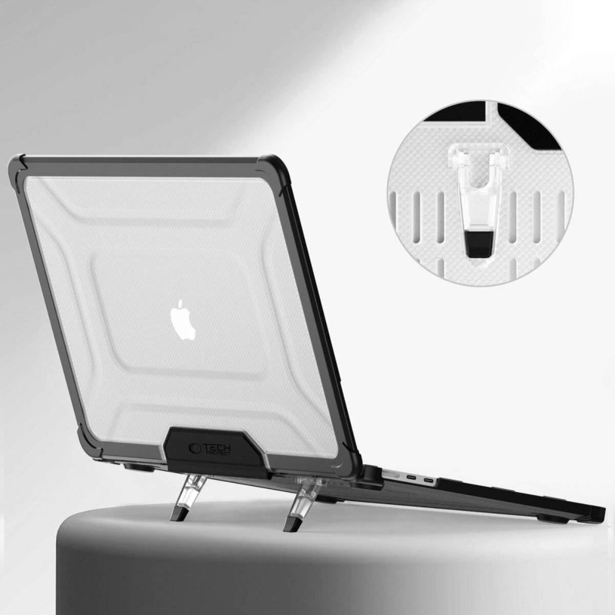 Tech-Protect SmartShell Pro Hülle MacBook Air 13″ 2023-2025 M2 / M3 M4 - transparent schwarz