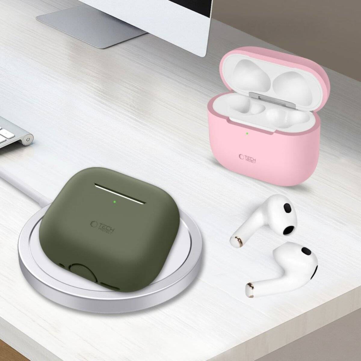 Tech-Protect Silikonhülle Apple AirPods 4 - Beige