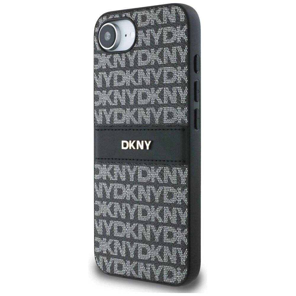 DKNY Repeat Texture Pattern with Tonal Stripe Hülle iPhone 16e - Schwarz