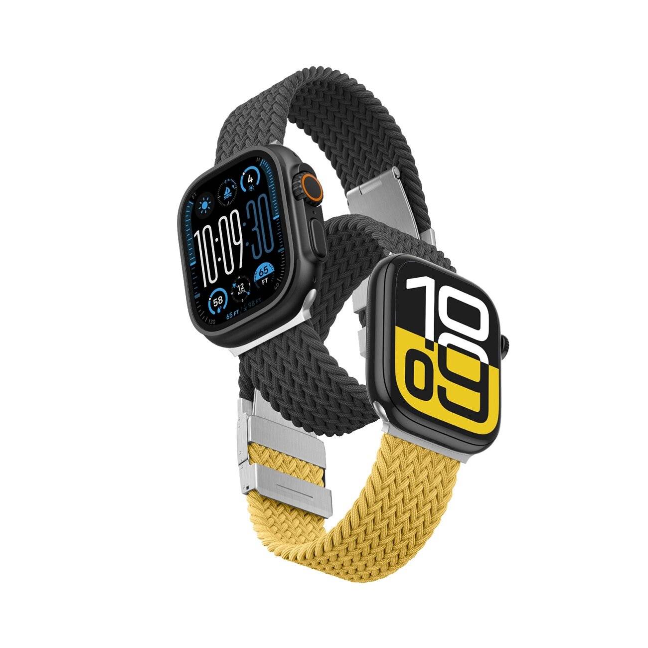 2er-Set AmazingThing Blend Band Apple Watch 45/46/49 mm - Gelb-Schwarz/Schwarz