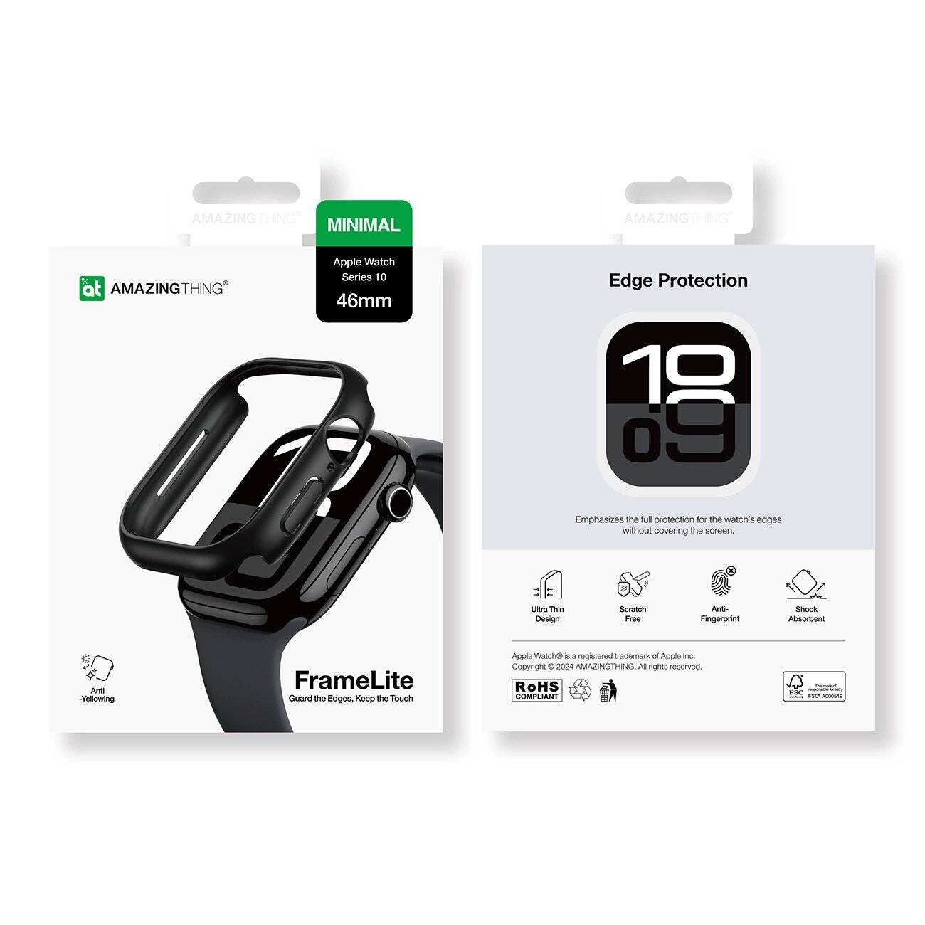 AmazingThing Minimal Case Apple Watch 46 mm – schwarz